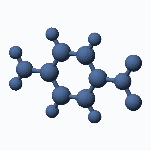 4-Nitroaniline (CAS 100-01-6), C6H6N2O2 - 3D ball-and-stick molecular model, MolGod STL preview 4-Nitroaniline (CAS 100-01-6), C6H6N2O2 - 3D ball-and-stick molecular model, MolGod STL preview