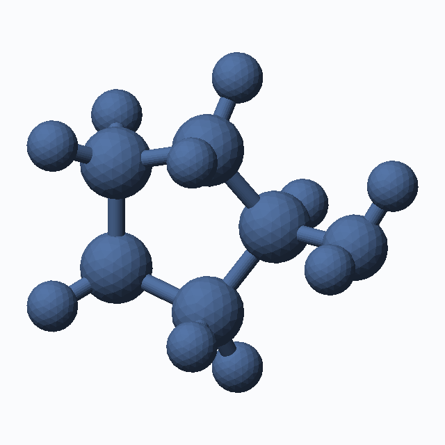 Cyclopentylamine (CAS 1003-03-8), C5H11N - 3D ball-and-stick molecular model, MolGod STL preview Cyclopentylamine (CAS 1003-03-8), C5H11N - 3D ball-and-stick molecular model, MolGod STL preview