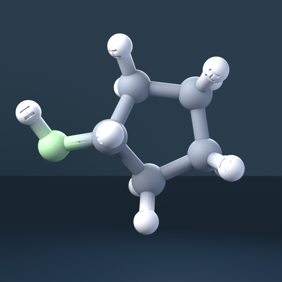 Cyclopentylamine (CAS 1003-03-8), C5H11N - 3D ball-and-stick molecular model, engraved element symbols (C H N), MolGod STL preview Cyclopentylamine (CAS 1003-03-8), C5H11N - 3D ball-and-stick molecular model, engraved element symbols (C H N), MolGod STL preview