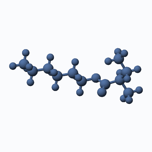Hexyl 2-methylbutyrate (CAS 10032-15-2), C11H22O2 - 3D ball-and-stick molecular model, MolGod STL preview Hexyl 2-methylbutyrate (CAS 10032-15-2), C11H22O2 - 3D ball-and-stick molecular model, MolGod STL preview