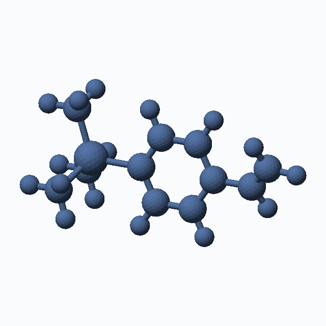Trimethyl(4-vinylphenyl)silane (CAS 1009-43-4), C11H16Si - 3D ball-and-stick molecular model, MolGod STL preview Trimethyl(4-vinylphenyl)silane (CAS 1009-43-4), C11H16Si - 3D ball-and-stick molecular model, MolGod STL preview