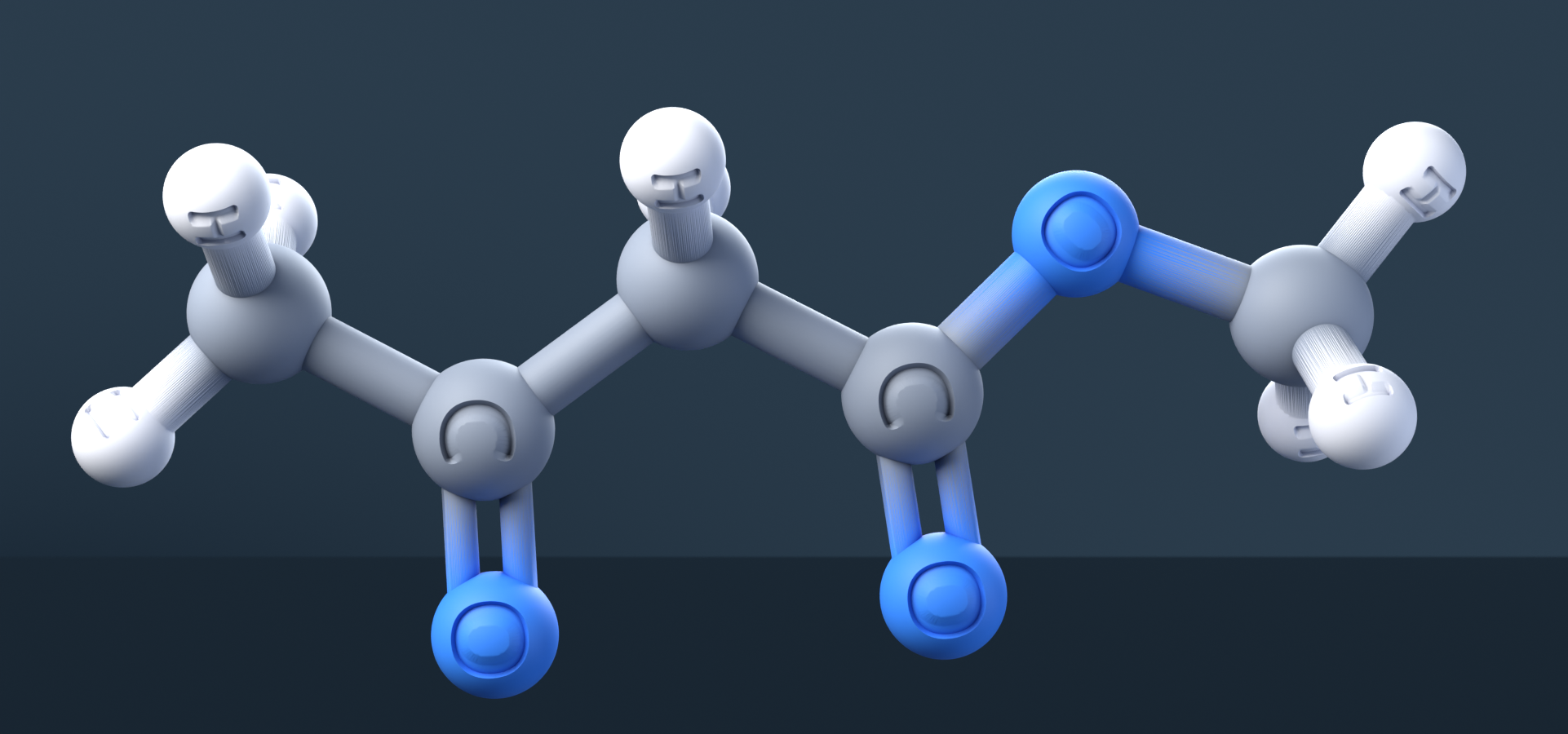 Methyl acetoacetate (CAS 105-45-3), C5H8O3 - 3D ball-and-stick molecular model, engraved element symbols (C H O), MolGod STL preview Methyl acetoacetate (CAS 105-45-3), C5H8O3 - 3D ball-and-stick molecular model, engraved element symbols (C H O), MolGod STL preview