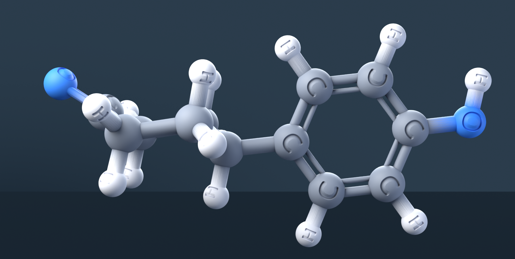 4-(4'-Hydroxyphenyl)cyclohexanone (CAS 105640-07-1), C12H14O2 - 3D ball-and-stick molecular model, engraved element symbols (C H O), MolGod STL preview 4-(4'-Hydroxyphenyl)cyclohexanone (CAS 105640-07-1), C12H14O2 - 3D ball-and-stick molecular model, engraved element symbols (C H O), MolGod STL preview