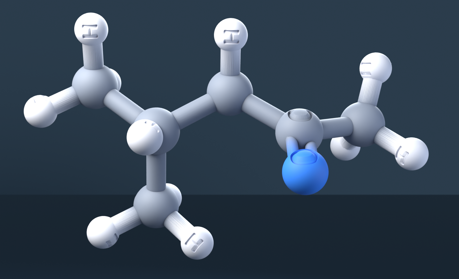 Methyl Isobutyl Ketone (CAS 108-10-1), C6H12O - 3D ball-and-stick molecular model, engraved element symbols (C H O), MolGod STL preview Methyl Isobutyl Ketone (CAS 108-10-1), C6H12O - 3D ball-and-stick molecular model, engraved element symbols (C H O), MolGod STL preview