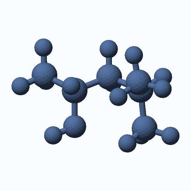 4-Methyl-2-Pentanol (CAS 108-11-2), C6H14O - 3D ball-and-stick molecular model, MolGod STL preview 4-Methyl-2-Pentanol (CAS 108-11-2), C6H14O - 3D ball-and-stick molecular model, MolGod STL preview