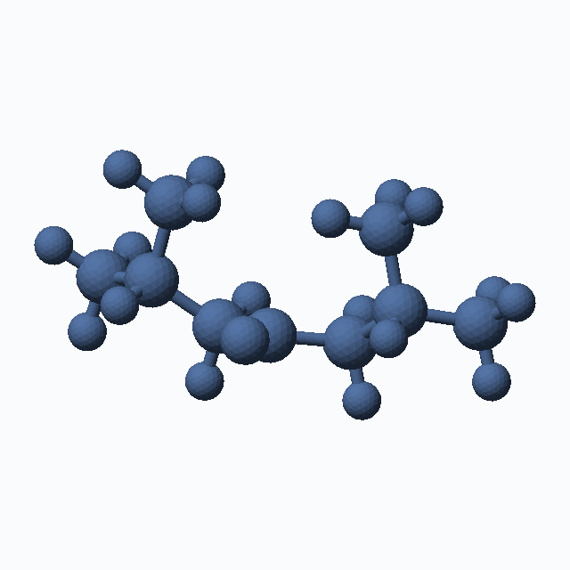 Isobutyl ketone (CAS 108-83-8), C9H18O - 3D ball-and-stick molecular model, MolGod STL preview Isobutyl ketone (CAS 108-83-8), C9H18O - 3D ball-and-stick molecular model, MolGod STL preview