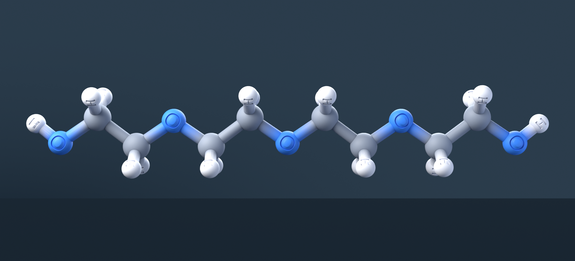 Tetraethylene Glycol (CAS 112-60-7), C8H18O5 - 3D ball-and-stick molecular model, engraved element symbols (C H O), MolGod STL preview Tetraethylene Glycol (CAS 112-60-7), C8H18O5 - 3D ball-and-stick molecular model, engraved element symbols (C H O), MolGod STL preview