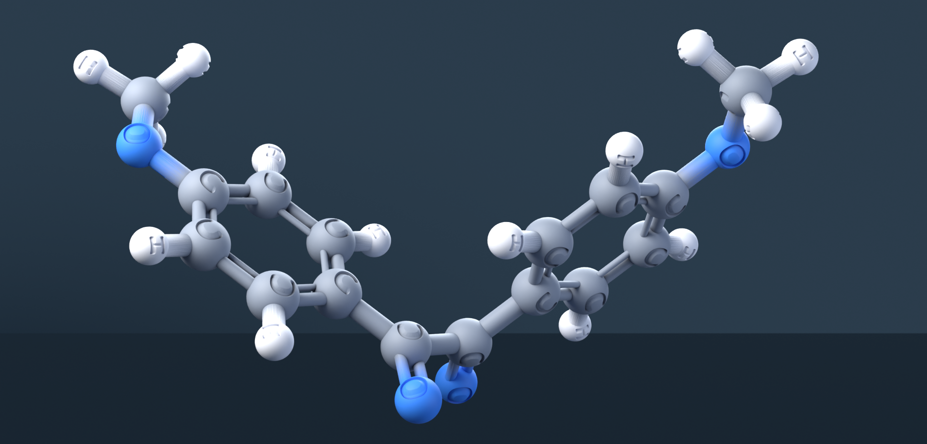 4,4'-Dimethoxybenzil (CAS 1226-42-2), C16H14O4 - 3D ball-and-stick molecular model, engraved element symbols (C H O), MolGod STL preview 4,4'-Dimethoxybenzil (CAS 1226-42-2), C16H14O4 - 3D ball-and-stick molecular model, engraved element symbols (C H O), MolGod STL preview