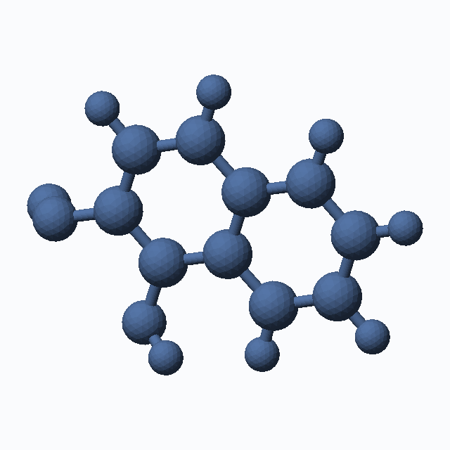 2-Nitroso-1-naphthol (CAS 132-53-6), C10H7NO2 - 3D ball-and-stick molecular model, MolGod STL preview 2-Nitroso-1-naphthol (CAS 132-53-6), C10H7NO2 - 3D ball-and-stick molecular model, MolGod STL preview
