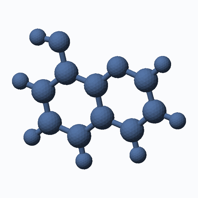 8-Hydroxyquinoline (CAS 148-24-3), C9H7NO - 3D ball-and-stick molecular model, MolGod STL preview 8-Hydroxyquinoline (CAS 148-24-3), C9H7NO - 3D ball-and-stick molecular model, MolGod STL preview