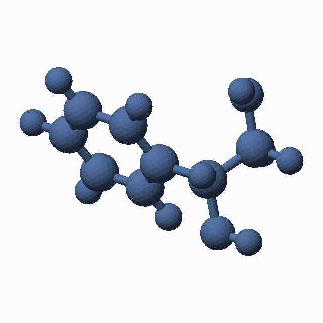 (1R)-(-)-1-Phenylethane-1,2-diol (CAS 16355-00-3), C8H10O2 - 3D ball-and-stick molecular model, MolGod STL preview (1R)-(-)-1-Phenylethane-1,2-diol (CAS 16355-00-3), C8H10O2 - 3D ball-and-stick molecular model, MolGod STL preview