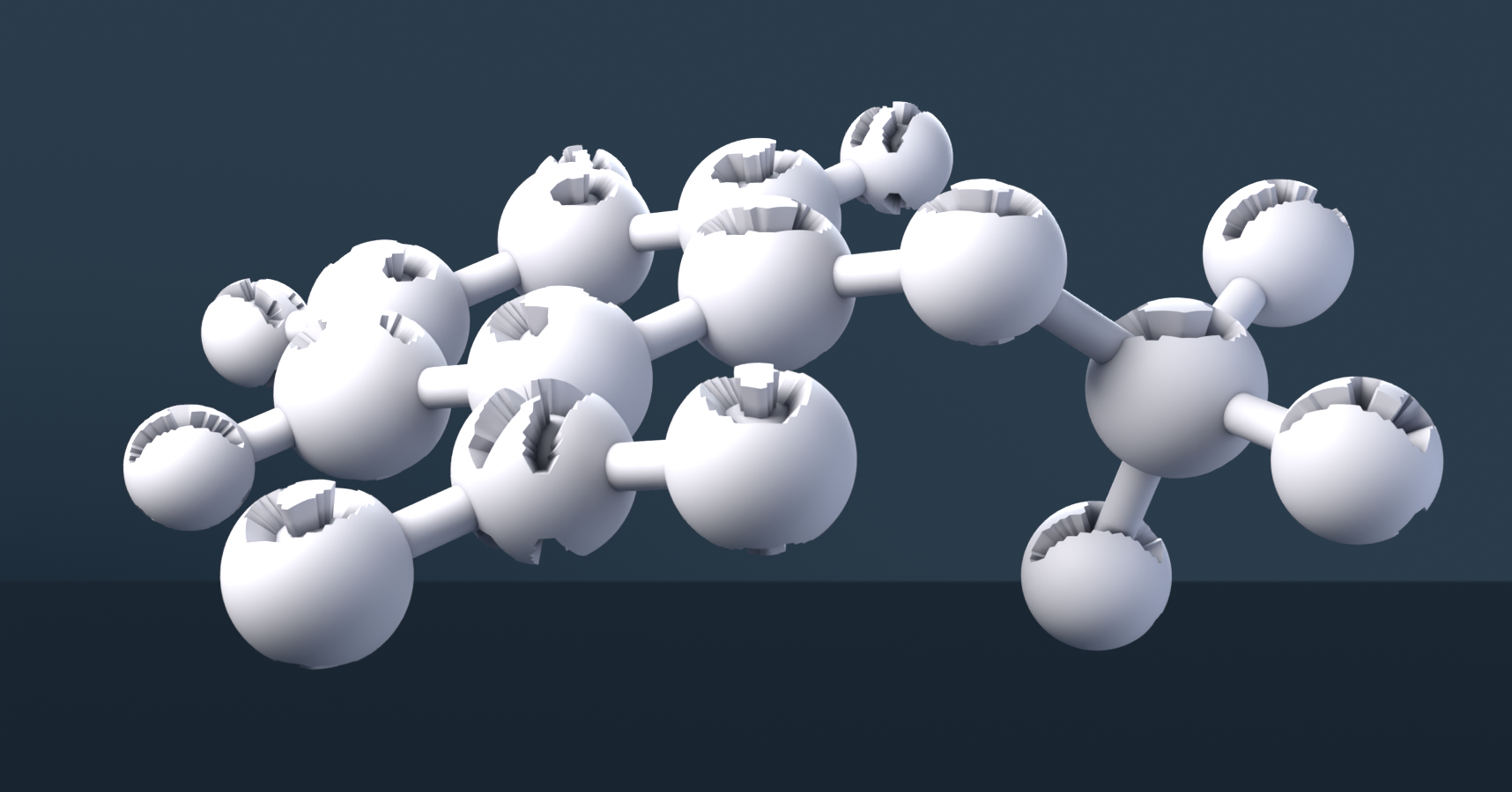 1-Nitro-2-(trifluoromethoxy)benzene (CAS 1644-88-8), C7H4F3NO3 - 3D ball-and-stick molecular model, engraved element symbols (C H F N O), MolGod STL preview 1-Nitro-2-(trifluoromethoxy)benzene (CAS 1644-88-8), C7H4F3NO3 - 3D ball-and-stick molecular model, engraved element symbols (C H F N O), MolGod STL preview