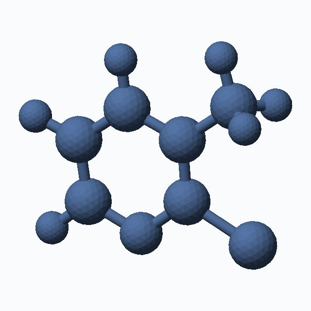 2-Chloro-3-methylpyridine (CAS 18368-76-8), C6H6ClN - 3D ball-and-stick molecular model, MolGod STL preview 2-Chloro-3-methylpyridine (CAS 18368-76-8), C6H6ClN - 3D ball-and-stick molecular model, MolGod STL preview