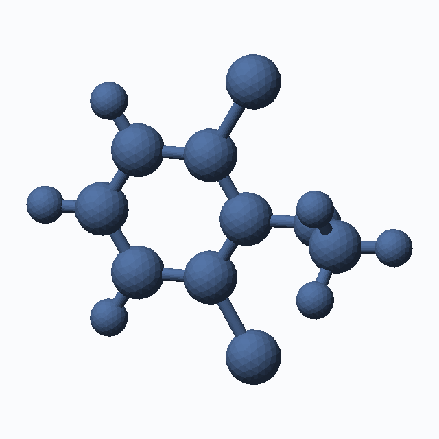 2,6-Dichloroanisole (CAS 1984-65-2), C7H6Cl2O - 3D ball-and-stick molecular model, MolGod STL preview 2,6-Dichloroanisole (CAS 1984-65-2), C7H6Cl2O - 3D ball-and-stick molecular model, MolGod STL preview