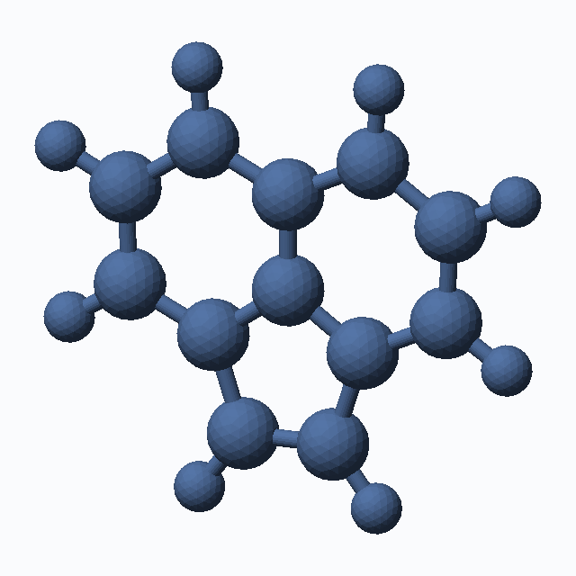 Acenaphthylene (CAS 208-96-8), C12H8 - 3D ball-and-stick molecular model, MolGod STL preview Acenaphthylene (CAS 208-96-8), C12H8 - 3D ball-and-stick molecular model, MolGod STL preview