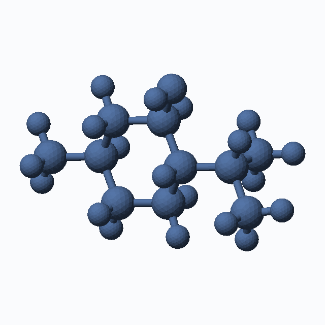 L-menthol (CAS 2216-51-5), C10H20O - 3D ball-and-stick molecular model, MolGod STL preview L-menthol (CAS 2216-51-5), C10H20O - 3D ball-and-stick molecular model, MolGod STL preview