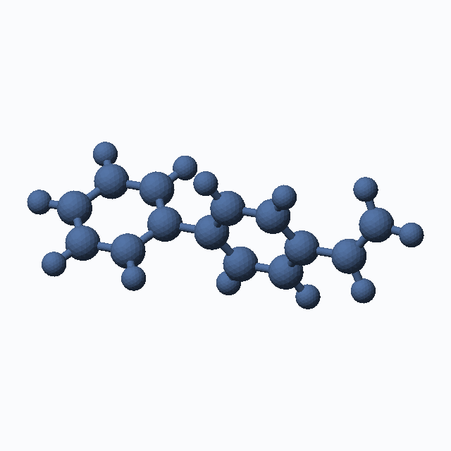 p-Vinylbiphenyl (CAS 25232-08-0), C14H12 - 3D ball-and-stick molecular model, MolGod STL preview p-Vinylbiphenyl (CAS 25232-08-0), C14H12 - 3D ball-and-stick molecular model, MolGod STL preview