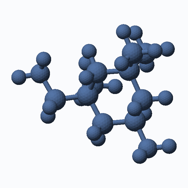 Isophorone diamine (CAS 2855-13-2), C10H22N2 - 3D ball-and-stick molecular model, MolGod STL preview Isophorone diamine (CAS 2855-13-2), C10H22N2 - 3D ball-and-stick molecular model, MolGod STL preview