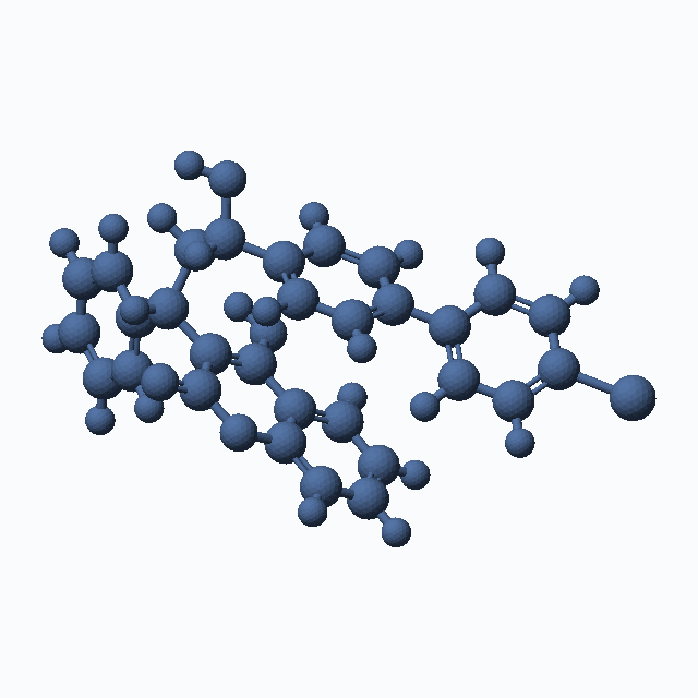 Bromadiolone (CAS 28772-56-7), C30H23BrO4 - 3D ball-and-stick molecular model, MolGod STL preview Bromadiolone (CAS 28772-56-7), C30H23BrO4 - 3D ball-and-stick molecular model, MolGod STL preview