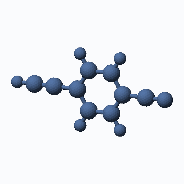 4-Ethynylbenzonitrile (CAS 3032-92-6), C9H5N - 3D ball-and-stick molecular model, MolGod STL preview 4-Ethynylbenzonitrile (CAS 3032-92-6), C9H5N - 3D ball-and-stick molecular model, MolGod STL preview