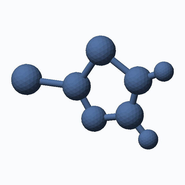 2-Bromothiazole (CAS 3034-53-5), C3H2BrNS - 3D ball-and-stick molecular model, MolGod STL preview 2-Bromothiazole (CAS 3034-53-5), C3H2BrNS - 3D ball-and-stick molecular model, MolGod STL preview