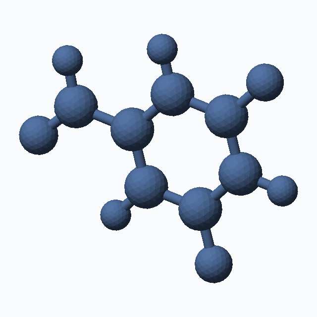 3,5-Difluorobenzaldehyde (CAS 32085-88-4), C7H4F2O - 3D ball-and-stick molecular model, MolGod STL preview 3,5-Difluorobenzaldehyde (CAS 32085-88-4), C7H4F2O - 3D ball-and-stick molecular model, MolGod STL preview