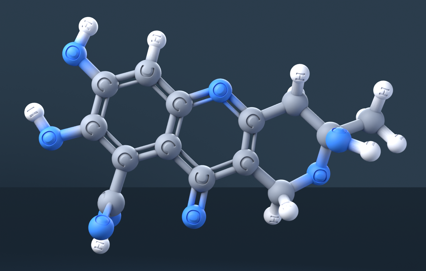 4,10-Dihydro-3,7,8-trihydroxy-3-methyl-10-oxo-1H,3H-pyrano(4,3-b)(1)benzopyran-9-carboxylic acid (CAS 479-66-3), C14H12O8 - 3D ball-and-stick molecular model, engraved element symbols (C H O), MolGod STL preview 4,10-Dihydro-3,7,8-trihydroxy-3-methyl-10-oxo-1H,3H-pyrano(4,3-b)(1)benzopyran-9-carboxylic acid (CAS 479-66-3), C14H12O8 - 3D ball-and-stick molecular model, engraved element symbols (C H O), MolGod STL preview