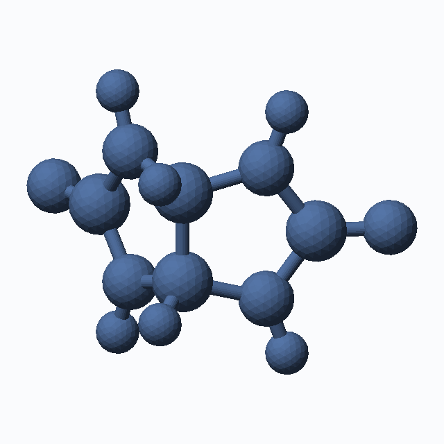 Glycoluril (CAS 496-46-8), C4H6N4O2 - 3D ball-and-stick molecular model, MolGod STL preview Glycoluril (CAS 496-46-8), C4H6N4O2 - 3D ball-and-stick molecular model, MolGod STL preview