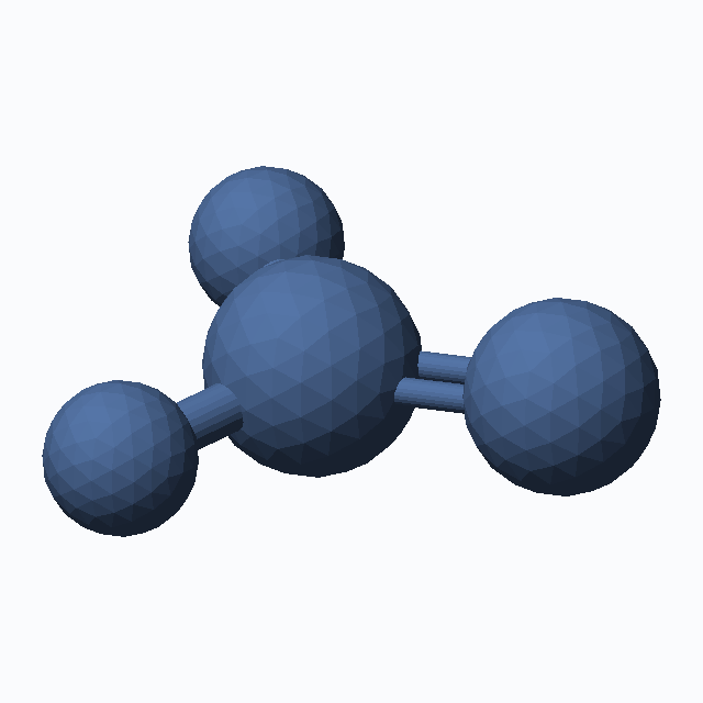 formaldehyde (CAS 50-00-0), CH2O - 3D ball-and-stick molecular model, MolGod STL preview formaldehyde (CAS 50-00-0), CH2O - 3D ball-and-stick molecular model, MolGod STL preview