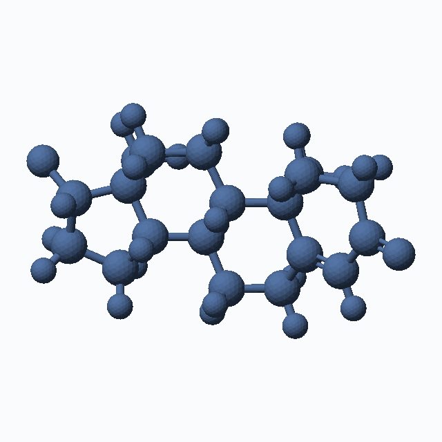 Testosterone (CAS 58-22-0), C19H28O2 - 3D ball-and-stick molecular model, MolGod STL preview Testosterone (CAS 58-22-0), C19H28O2 - 3D ball-and-stick molecular model, MolGod STL preview