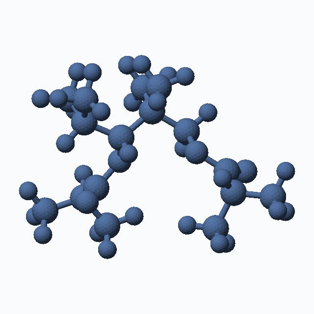 2,2,4-Trimethyl-1,3-pentanediol diisobutyrate (CAS 6846-50-0), C16H30O4 - 3D ball-and-stick molecular model, MolGod STL preview 2,2,4-Trimethyl-1,3-pentanediol diisobutyrate (CAS 6846-50-0), C16H30O4 - 3D ball-and-stick molecular model, MolGod STL preview