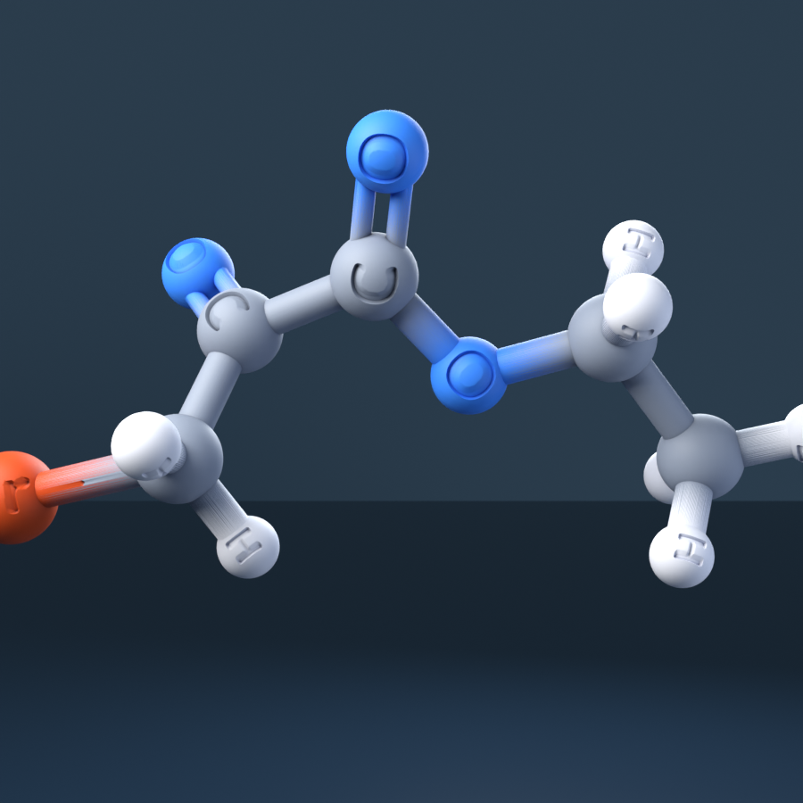 Ethyl bromopyruvate (CAS 70-23-5), C5H7BrO3 - 3D ball-and-stick molecular model, engraved element symbols (C H Br O), MolGod STL preview Ethyl bromopyruvate (CAS 70-23-5), C5H7BrO3 - 3D ball-and-stick molecular model, engraved element symbols (C H Br O), MolGod STL preview