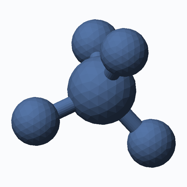 Methane (CAS 74-82-8), CH4 - 3D ball-and-stick molecular model, MolGod STL preview Methane (CAS 74-82-8), CH4 - 3D ball-and-stick molecular model, MolGod STL preview