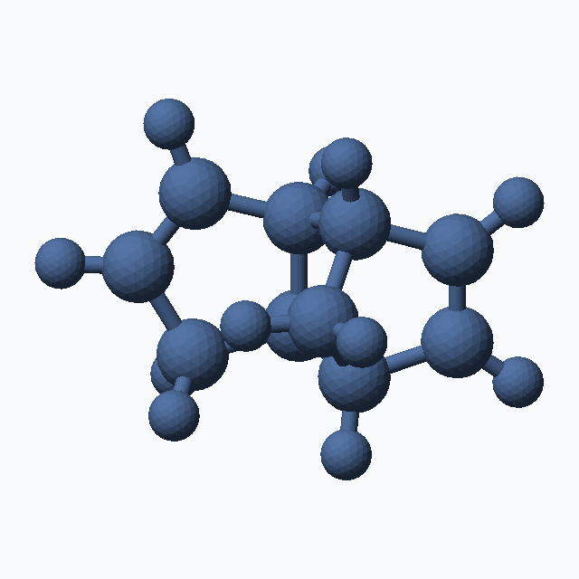 Dicyclopentadiene (CAS 77-73-6), C10H12 - 3D ball-and-stick molecular model, MolGod STL preview Dicyclopentadiene (CAS 77-73-6), C10H12 - 3D ball-and-stick molecular model, MolGod STL preview