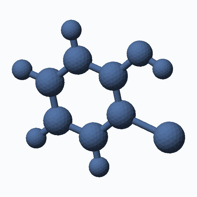 2-Bromophenol (CAS 95-56-7), C6H5BrO - 3D ball-and-stick molecular model, MolGod STL preview 2-Bromophenol (CAS 95-56-7), C6H5BrO - 3D ball-and-stick molecular model, MolGod STL preview