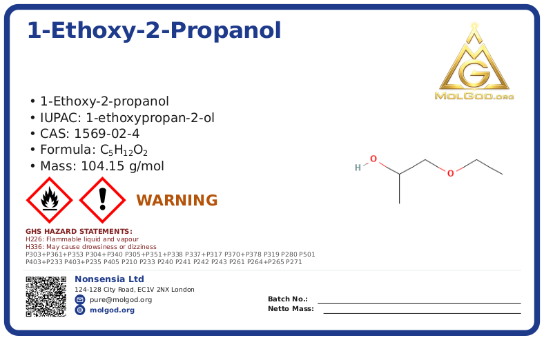Этоксипропанол (CAS 1569-02-4), CAS 1569-02-4 — chemical product label