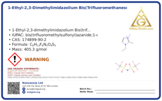 1-Ethyl-2,3-dimethylimidazolium Bis(trifluoromethanesulfonyl)imide (CAS 174899-90-2), CAS 174899-90-2 — chemical product label