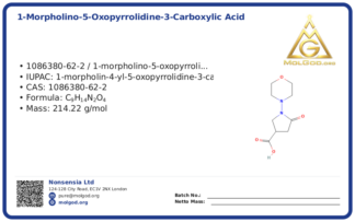 1-Morpholino-5-oxopyrrolidine-3-carboxylic acid (CAS 1086380-62-2), CAS 1086380-62-2 — chemical product label