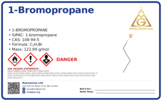 1-bromopropane (CAS 106-94-5) — Safety Data Sheet, CAS 106-94-5 — chemical product label