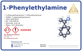 1-phenylethylamine (CAS 618-36-0) — Safety Data Sheet, CAS 618-36-0 — chemical product label