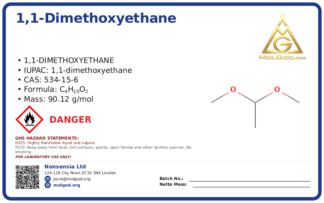 1,1-Dimethoxyethane (CAS 534-15-6), CAS 534-15-6 — chemical product label
