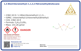 1,3-Bis(chloromethyl)-1,1,3,3-tetramethyldisiloxane (CAS 2362-10-9), CAS 2362-10-9 — chemical product label