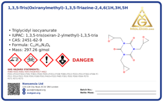 1,3,5-tris(oxiranylmethyl)-1,3,5-triazine-2,4,6(1H,3H,5H)-trione (CAS 2451-62-9) — Safety Data Sheet, CAS 2451-62-9 — chemical product label
