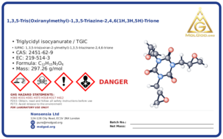 1,3,5-tris(oxiranylmethyl)-1,3,5-triazine-2,4,6(1H,3H,5H)-trione (CAS 2451-62-9) — Safety Data Sheet, CAS 2451-62-9 — chemical product label