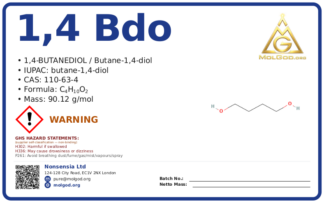 1,4 BDO (CAS 110-63-4), CAS 110-63-4 — chemical product label