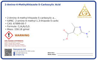 2-Amino-4-methylthiazole-5-carboxylic acid (CAS 67899-00-7), CAS 67899-00-7 — chemical product label