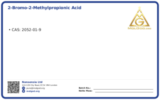 2-Bromo-2-methylpropionic acid (CAS 2052-01-9), CAS 2052-01-9 — chemical product label