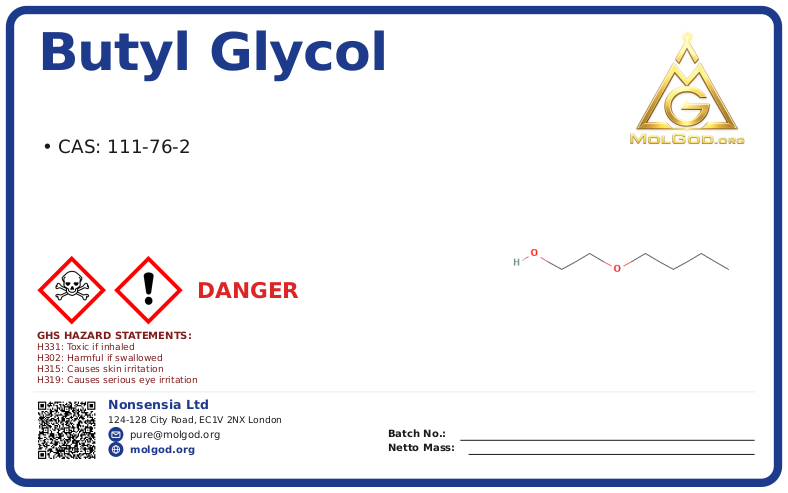 CAS 号: 111-76 (CAS 111-76-2), CAS 111-76-2 — chemical product label