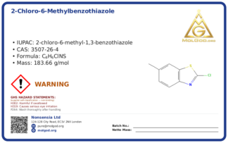 2-CHLORO-6-METHYLBENZOTHIAZOLE (CAS 3507-26-4), CAS 3507-26-4 — chemical product label