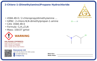 2-Chloro-1-(dimethylamino)propane Hydrochloride (CAS 4584-49-0), CAS 4584-49-0 — chemical product label